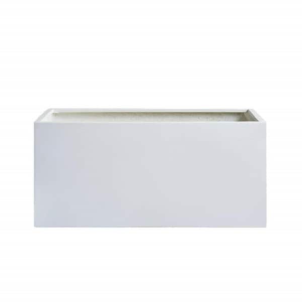 dream patio Oakland 31.5"W x 16"D x 16"H White Fiberstone Rectangular Planter