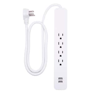 4-Outlet 560-Joules Surge Protector with 2-USB Ports and 3 ft. Cord, White
