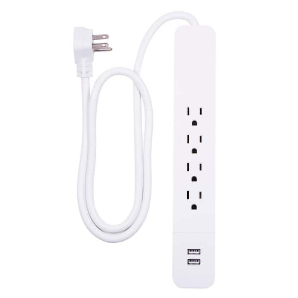 GE 4-Outlet 560-Joules Surge Protector with 2-USB Ports and 3 ft. Cord, White