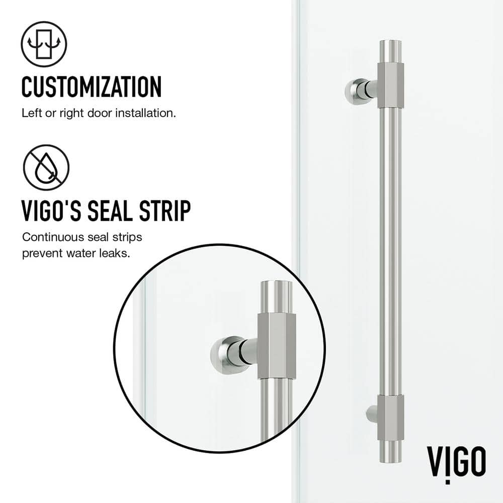 Elan Hart Frameless Sliding Shower Door with Clear Tempered Glass