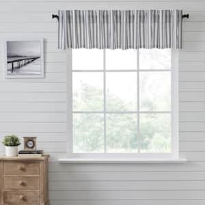 Sawyer Mill Ticking Stripe 90 in.L x 16 in. L Cotton Valance in Country Black Soft White