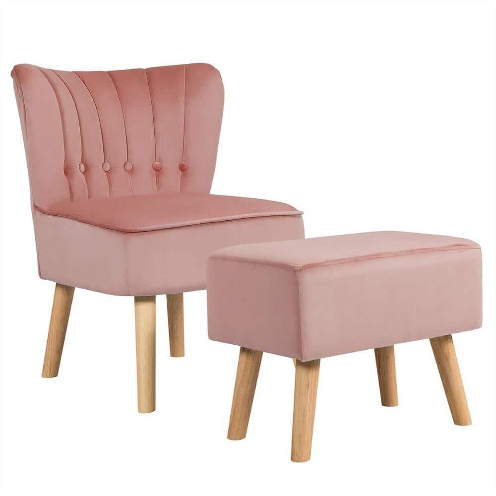 Accent Chair with Ottoman Set Velvet Button Tufted Armless Rubber Wood 265 lb. 7 in. Sponge Cushion price history on PriceWatchPro