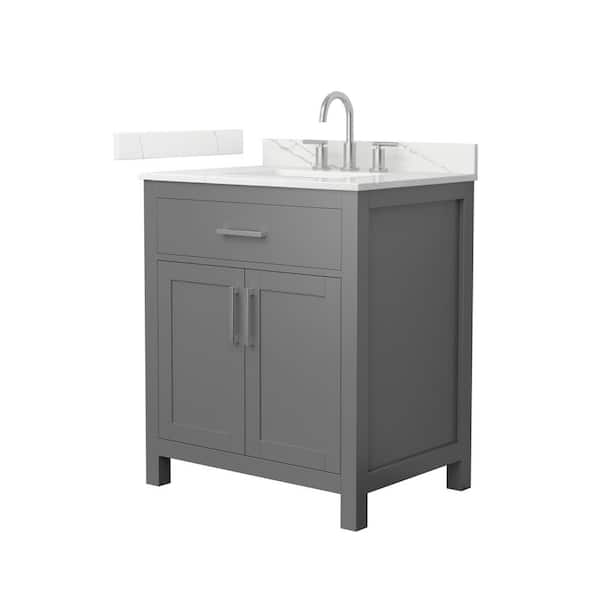 Beckett 30 in. Single Freestanding Dark Gray Bath Vanity with Giotto Quartz Top (Assembled)