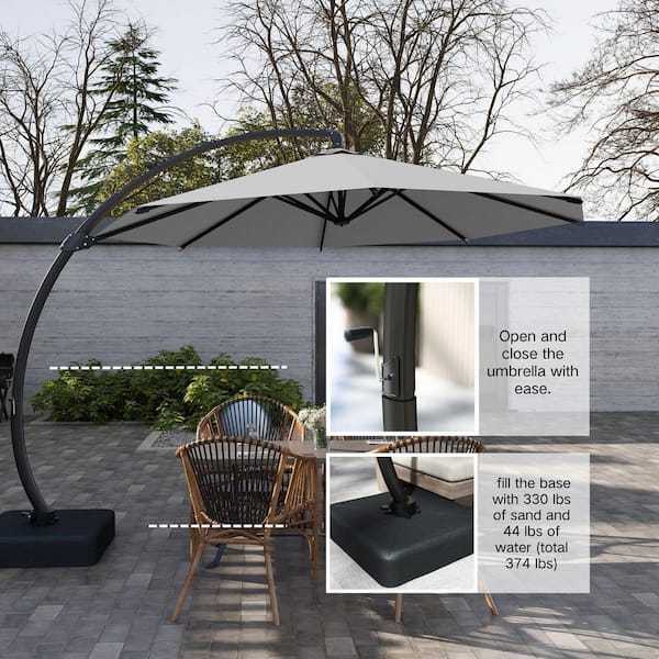 Series 11 ft. Offset Cantilever Patio Umbrella with Base Included, Grey  8011GRAYTHD - The Home Depot