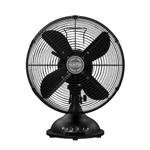 Classic 12 in. 3-speed Desk Fan in Matte Black with Non-slip Base and Easy-Carry Handle