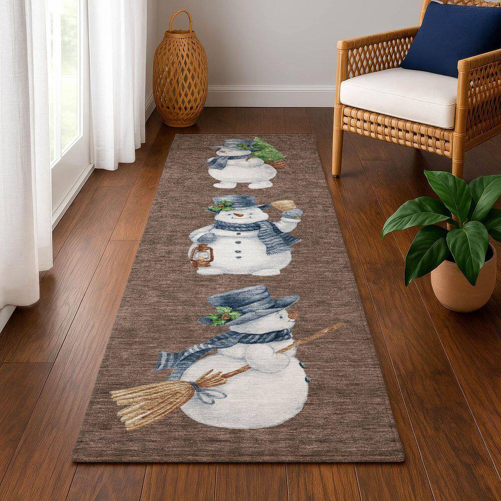 Mayfield Premium Machine Washable Abstract AMF1826 Brown 2 ft. 3 in. x 7 ft. 6 in. Runner Rug price history on PriceWatchPro