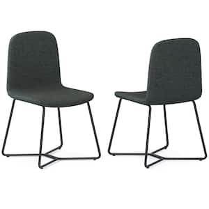Wilcox Contemporary Dining Chair (Set of 2) in Charcoal Grey Woven Fabric