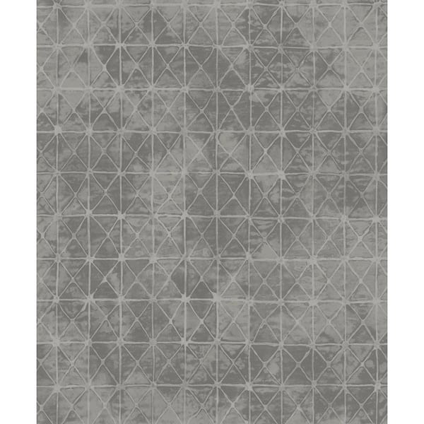 A-Street Prints Odell Silver Antique Tiles Wallpaper Sample