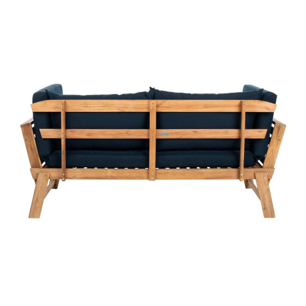 Natural Acacia Wood Daybed with Navy Cushions