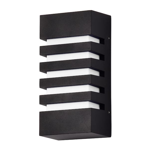 Tatahance 4.75 in. W 1-Light Matte Black Aluminum and Acrylic Outdoor Wall Light with LED Dimmable Module