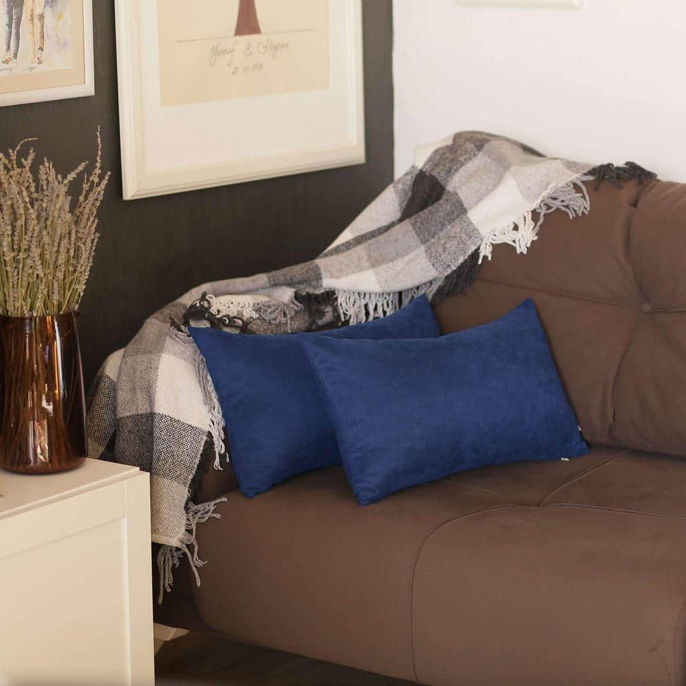 HomeRoots Charlie Set of 2Blue Modern Lumbar Throw Pillows 1 in. x 8