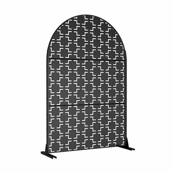 Cadeninc 3.92 ft. x 6 ft. Arched Metal Privacy Screen Fence Panel - Black