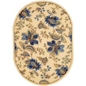 Chelsea Ivory 5 ft. x 7 ft. Floral Oval Area Rug