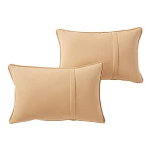 Sunbrella Wheat Rectangle Outdoor Throw Pillow with Pleat (2-Pack)