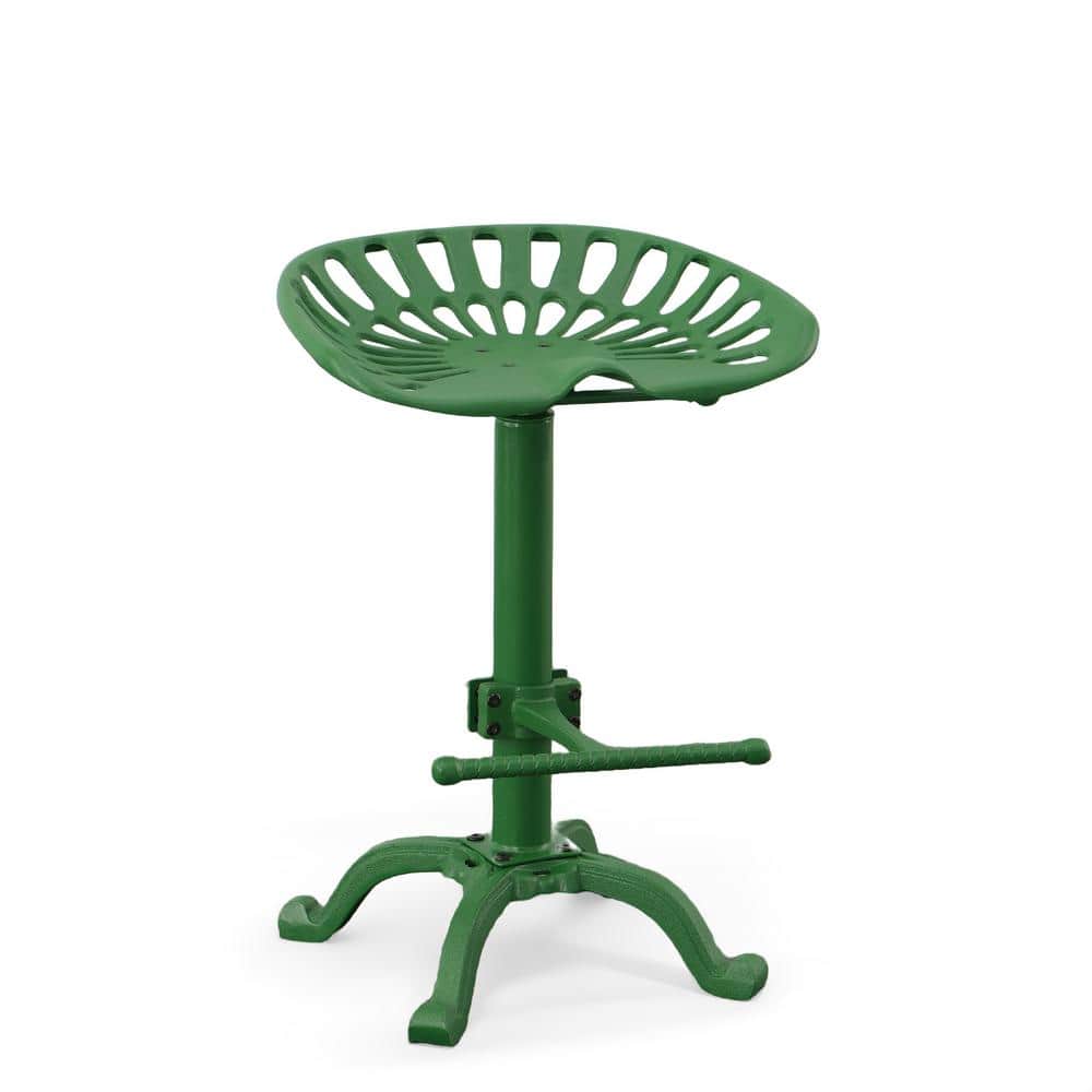 Vintage Industrial Green Metal Adjustable Tractor Seat Stool
