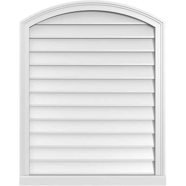 Ekena Millwork 30 in. x 38 in. Arch Top Surface Mount PVC Gable Vent: Functional with Brickmould Sill Frame