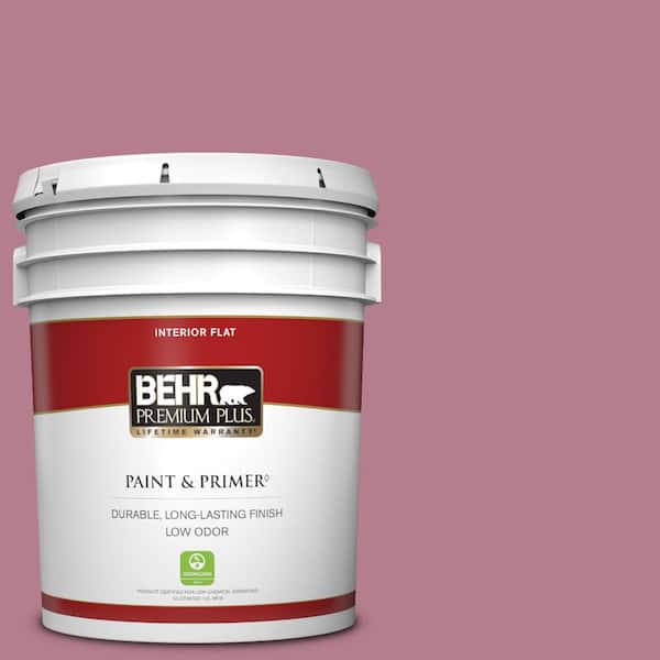 BEHR PREMIUM PLUS 5 gal. #100D-4 Degas Pink Flat Low Odor Interior Paint & Primer