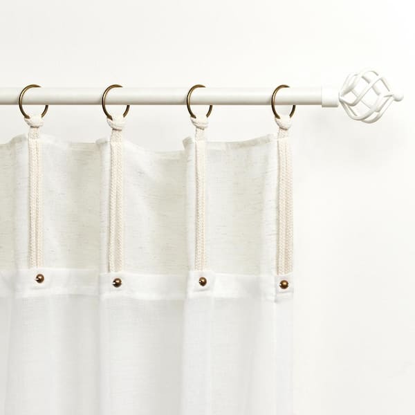 Hawkins Natural Solid Sheer Ring Top Curtain, 54 in. W x 84 in. L (Set of 2)