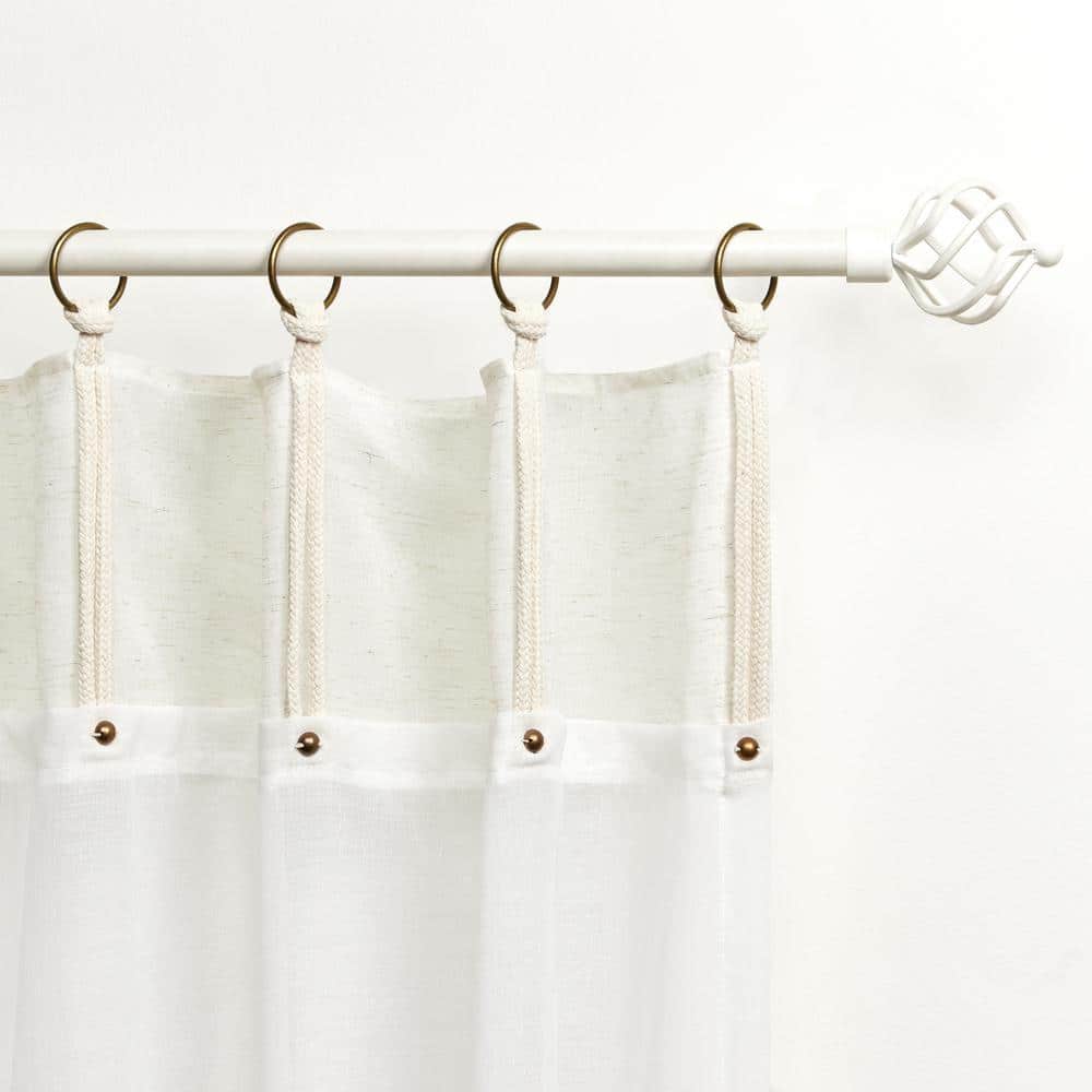 Natural Sheer Ring Top Curtain Panels with Rope Accents, 54"x108", Set of 2