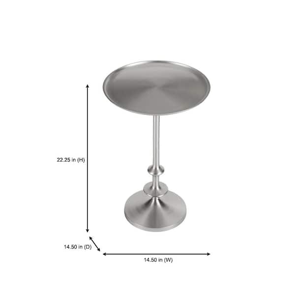 Home Decorators Collection Bellkirk Round Pewter Silver Metal Accent Table 14 5 In W X 22 25 H Dc18 72190 The Depot Home Decorators Collection Bellkirk, Silver Round End Table