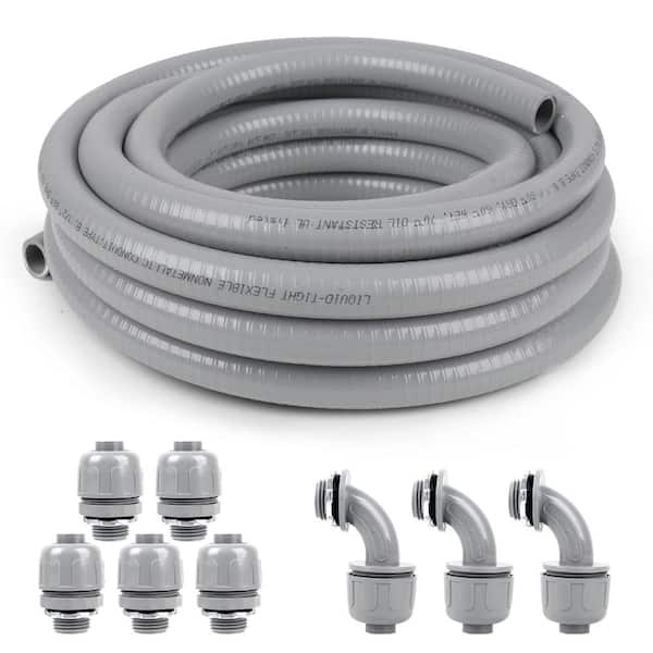 3/4 in. x 50 ft. Flexible Non-Metallic Liquid-Tight Electrical Conduit Kit with 8 Fittings