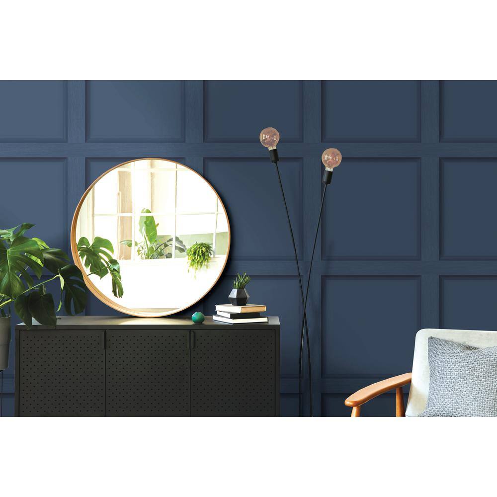 Navy Blue Matte 3D Wood Panel Wallpaper Roll