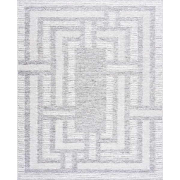 Tayse Rugs Bailey Gray 5 ft. x 7 ft. Transitional Geometric Flat Weave Polypropylene Rectangle Indoor/Outdoor Area Rug