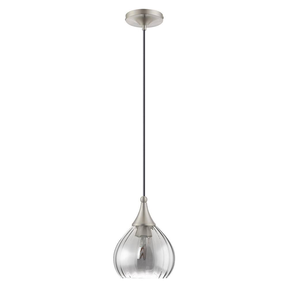 Mini Brushed Nickel LED Pendant with Smoke Glass - Indoor/Outdoor
