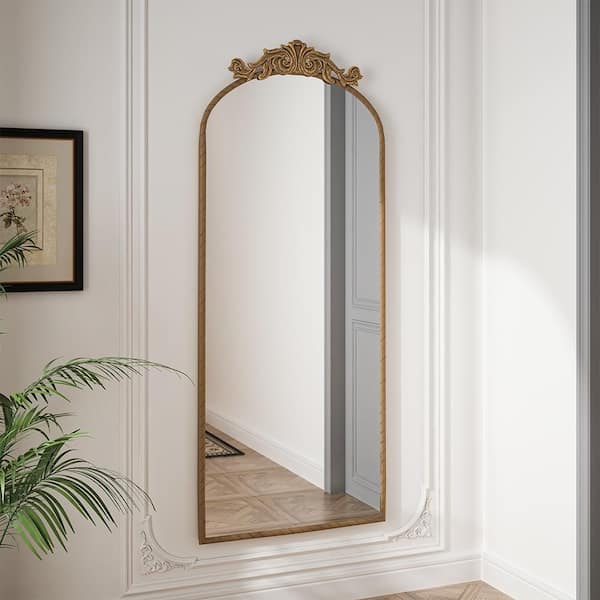 Bronze 24 in W x 58 in. H Mid Century Arch Iron Framed Mirror Wall Mirror Wall Decor Mirror