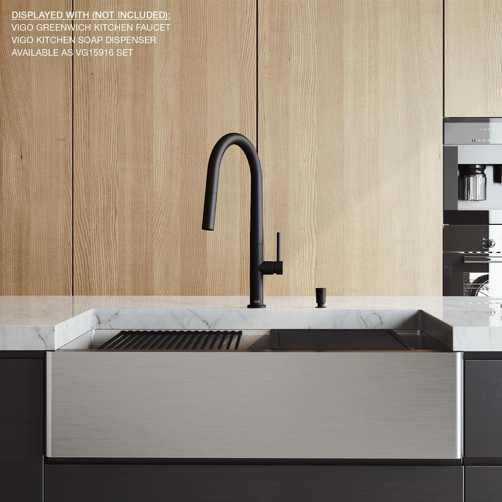 Oxford 36" Stainless Steel Farmhouse Kitchen Sink with Workstation