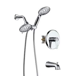 Single-Handle 6-Spray Tub and Shower Faucet with Shower System 4 in. Rain Showerhead (Valve Included) in Chrome