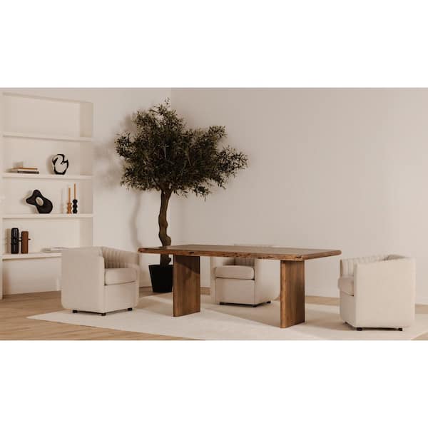 Jorah Rustic Brown Solid Acacia Wood 98 in. Sled Base Rectangular Dining Table, Seats 8