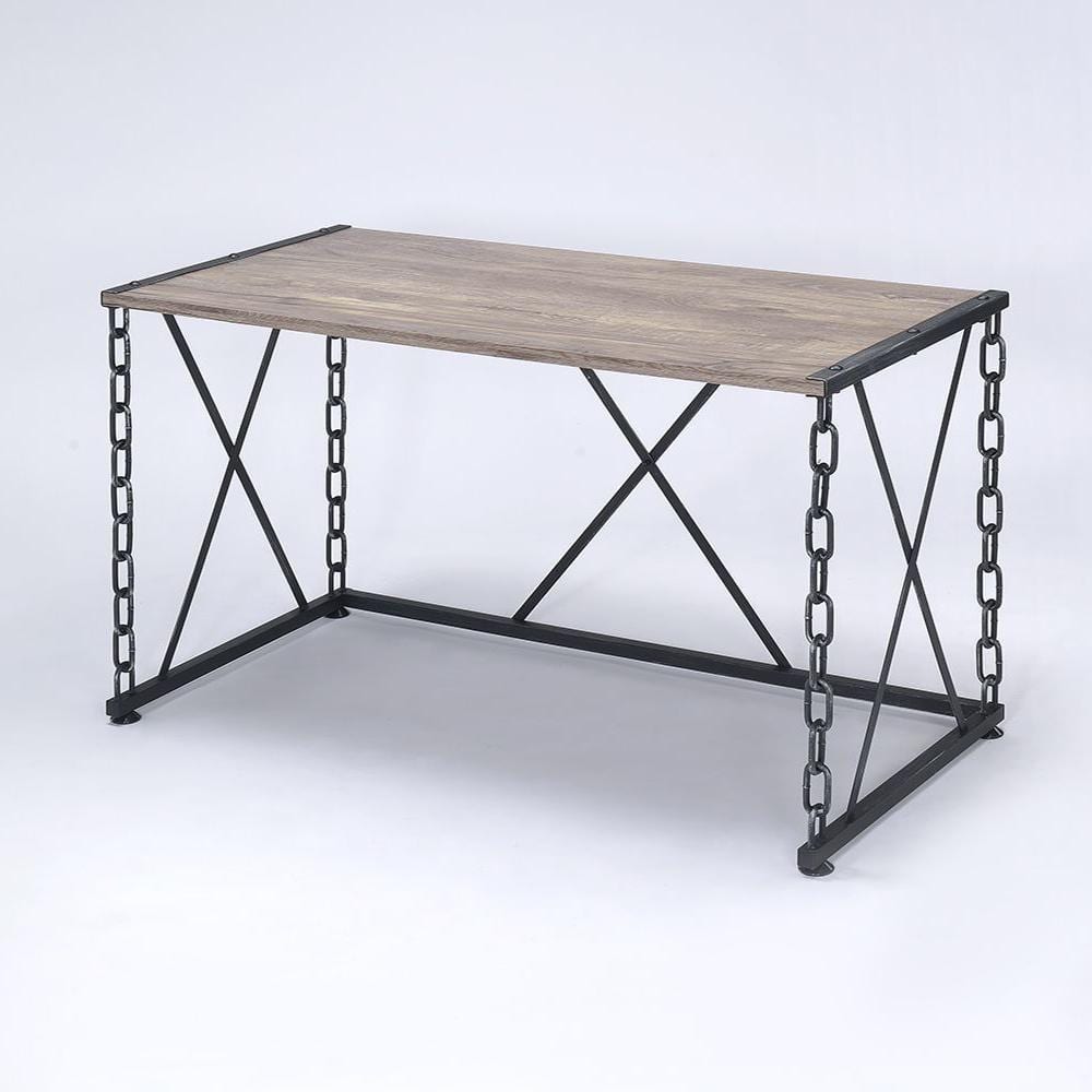 Jodie Rustic Oak & Antique Black Industrial Console Table