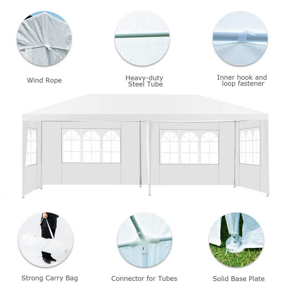 10 ft. x 20 ft. White Steel Frame Outdoor Canopy Tent