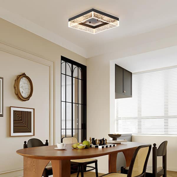 Genoci 11.81 in. 30-Watt Modern Black Square Dimmable Integrated