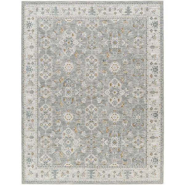 Livabliss Dresden 8 ft. Round Gray Oriental Indoor Area Rug