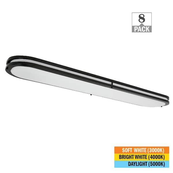 Commercial Electric Orbit 46 in. x 10 in. Matte Black Linear LED Flush Mount Ceiling Light 4160LM 64W Adjustable CCT Dimmbable (8-Pack)
