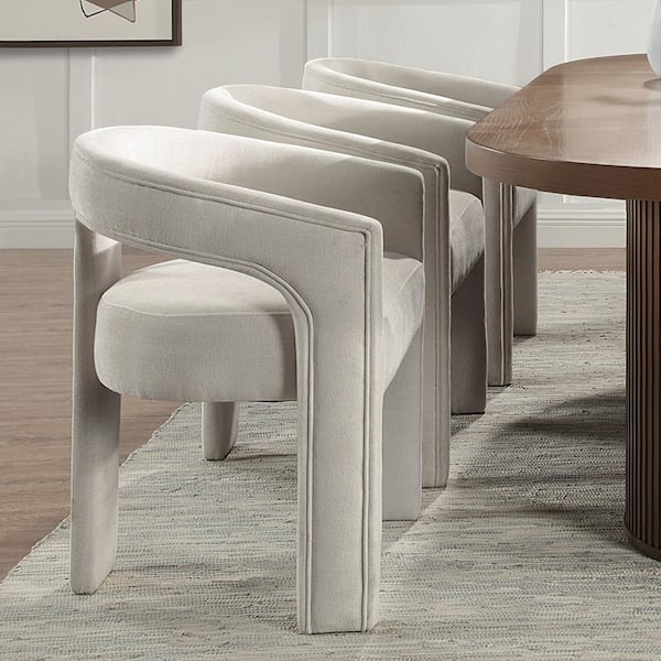 Gamarya White Chenille Chenille Side Chair Set of 2 with No Additional Features