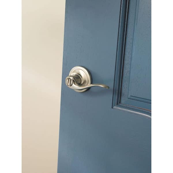 Tustin Satin Nickel Bed/Bath Door Handle with Microban Antimicrobial Technology