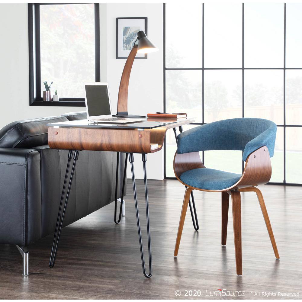 Contemporary Black and Brown Home Office Desk with Drawer