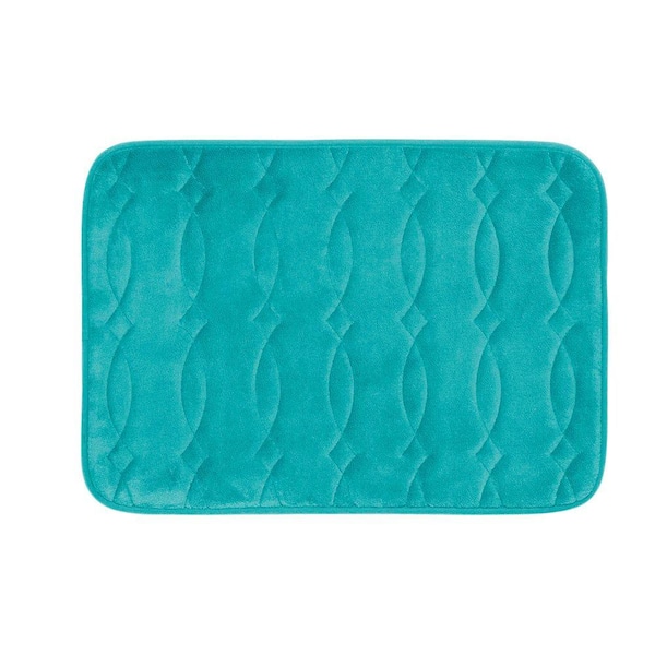 BounceComfort Grecian Turquoise 17 in. x 24 in. Memory Foam Bath Mat
