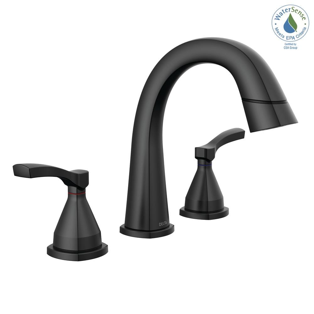Matte Black Widespread Pull Down Bathroom Faucet with Dual Handles