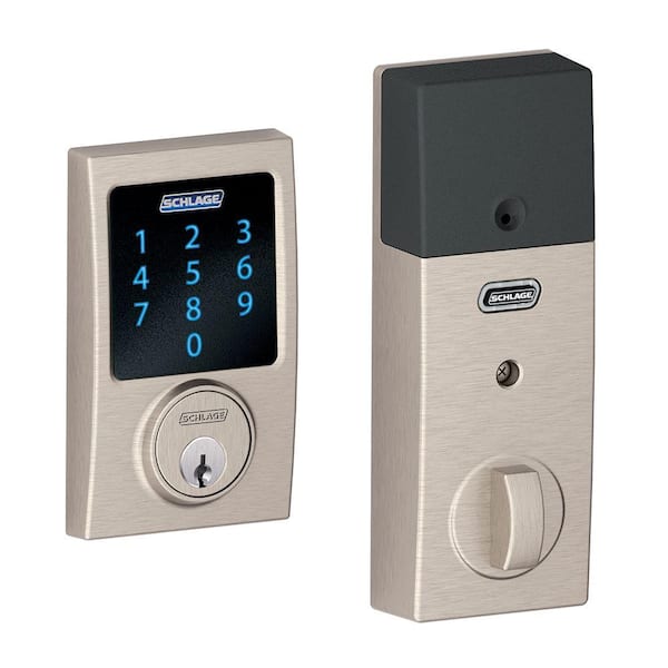 Schlage Century Satin Nickel Electronic Connect Smart Deadbolt with Alarm - Z-Wave Enabled