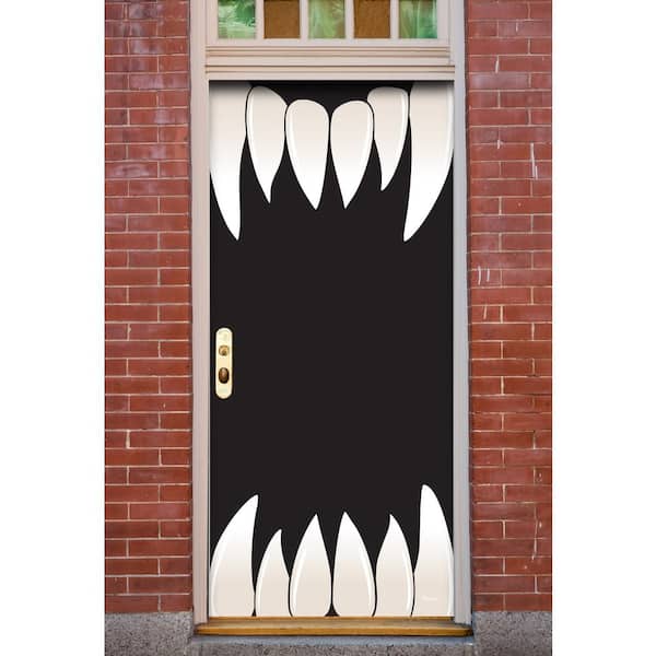 My Door Decor 36 in. x 80 in. Scary Teeth Halloween Front Door ...