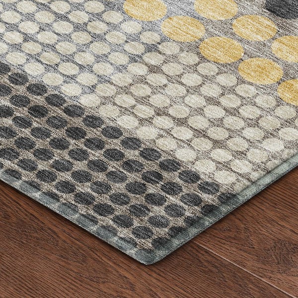 Mayfield Premium Machine Washable Abstract AMF2445 Black 8 ft. x 10 ft. Area Rug