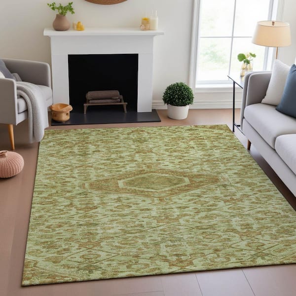Mayfield Premium Machine Washable Abstract AMF1225 Sage 5 ft. x 7 ft. 6 in. Area Rug