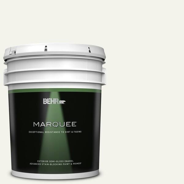 BEHR MARQUEE 5 gal. #PWN-50 Snowy Egret Semi-Gloss Enamel Exterior Paint & Primer