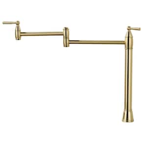 Contemporary Deck Mount Pot Filler Faucet with 2 Handle in Brushed Gold