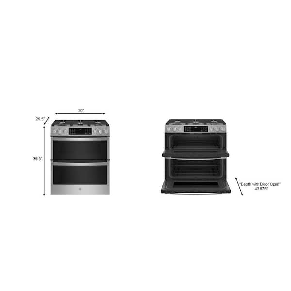GE Appliances 30 Slide-In Front Gas Double Oven with Convection Range in  Stainless Steel
