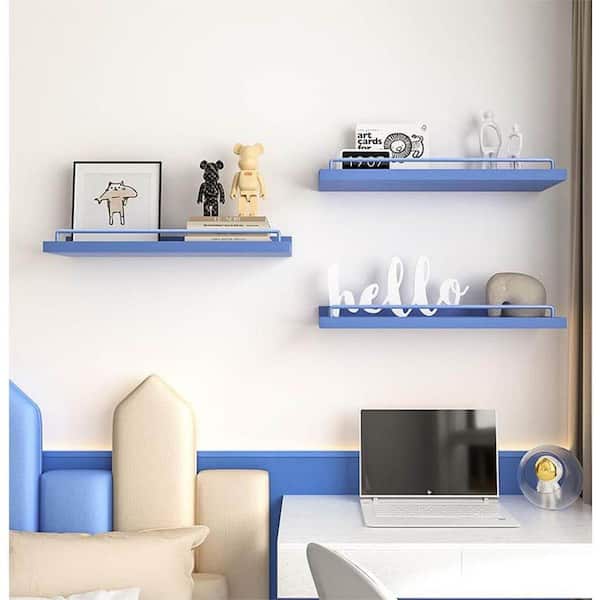 6 in. x 16 in. x 1. 5in. Blue Floating Shelf Decorative Wall Shelf
